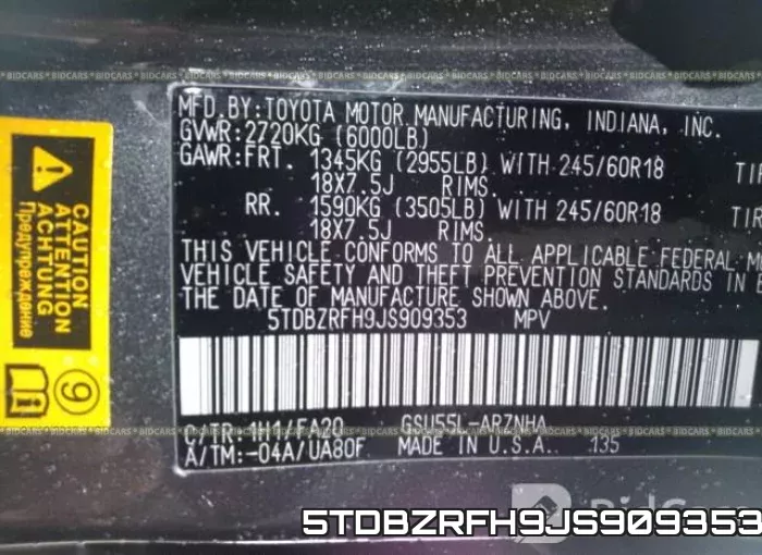 5TDBZRFH9JS909353 фото 10