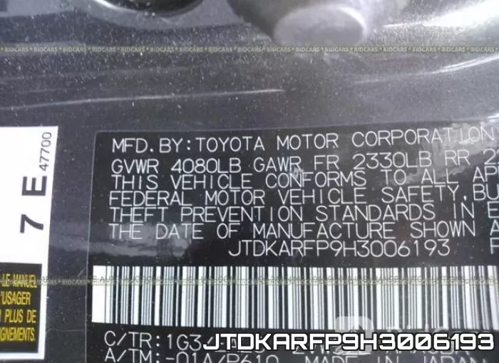 JTDKARFP9H3006193 фото 10