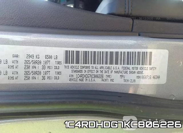 1C4RDHDG7KC806226 фото 10