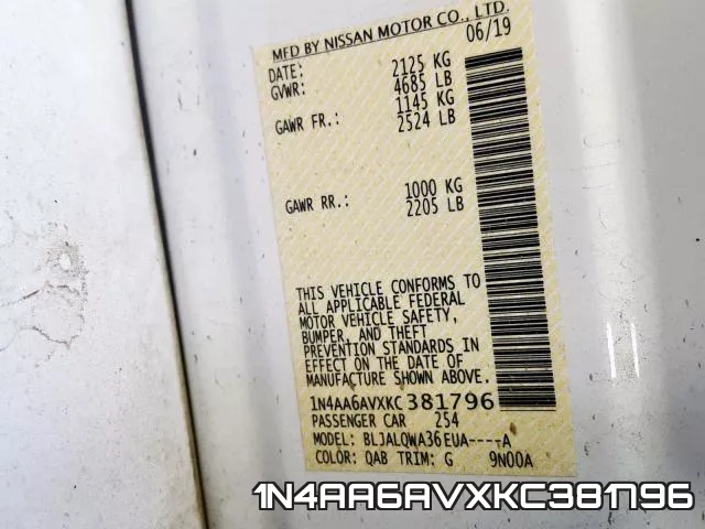1N4AA6AVXKC381796 фото 2