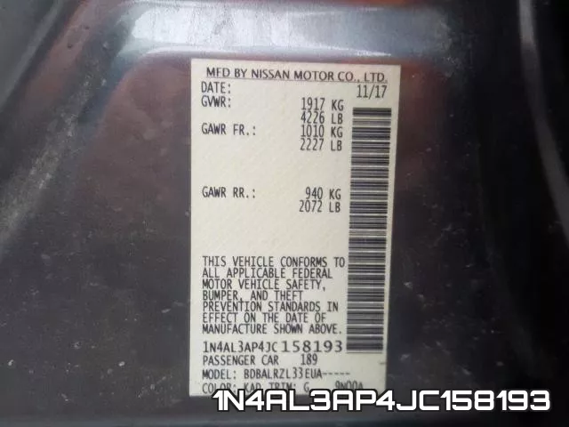 1N4AL3AP4JC158193 фото 2