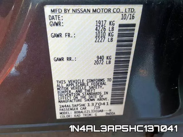 1N4AL3AP5HC137041 фото 2