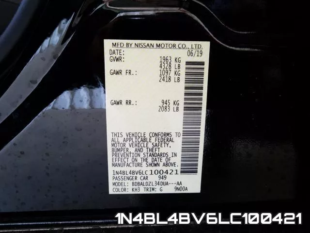 1N4BL4BV6LC100421 фото 2