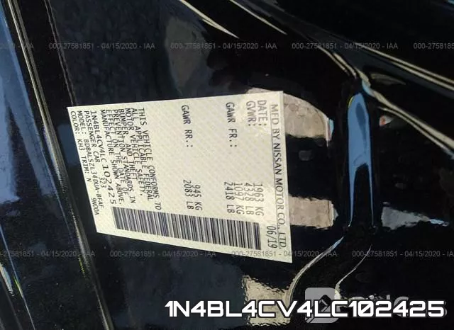 1N4BL4CV4LC102425 фото 10