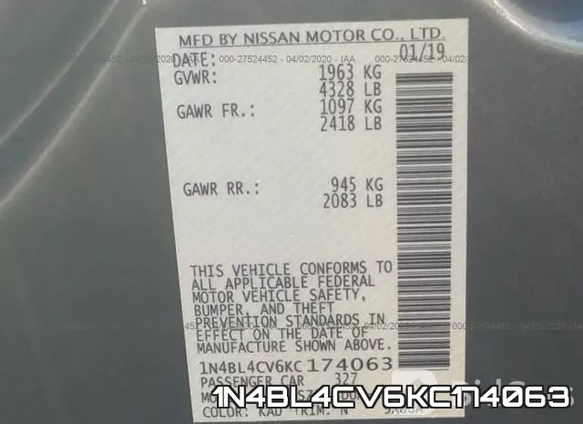 1N4BL4CV6KC174063 фото 10