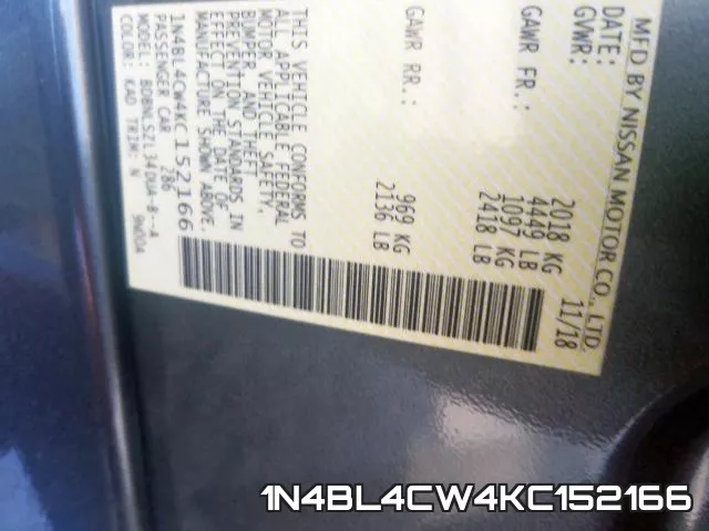 1N4BL4CW4KC152166 фото 2