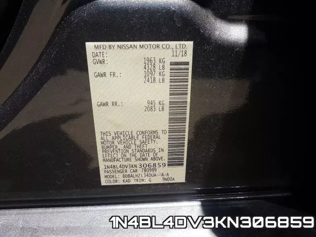1N4BL4DV3KN306859 фото 2