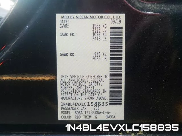 1N4BL4EVXLC158835 фото 2