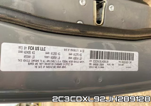 2C3CDXL92JH289128 фото 2