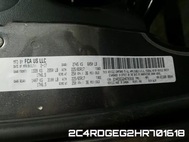 2C4RDGEG2HR701618 фото 2