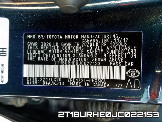 2T1BURHE0JC022153 фото 2