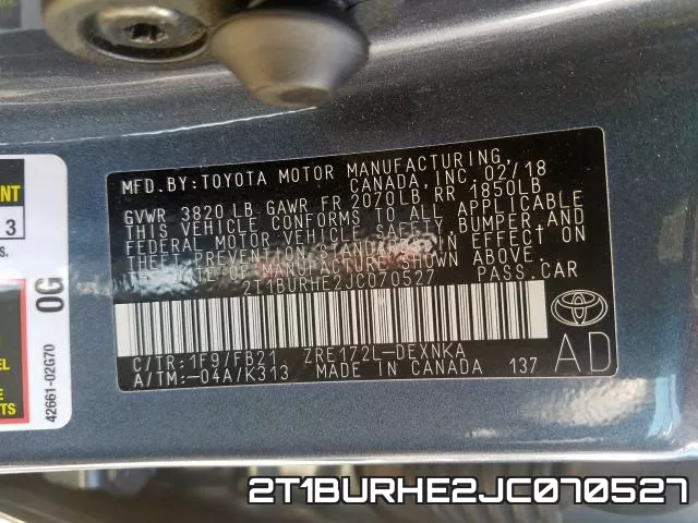 2T1BURHE2JC070527 фото 2
