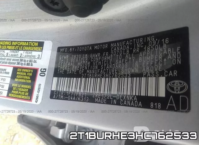 2T1BURHE3HC762533 фото 10