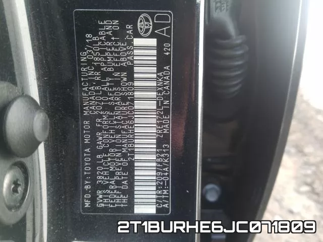 2T1BURHE6JC071809 фото 2