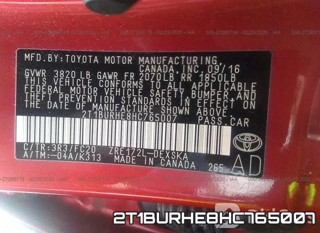 2T1BURHE8HC765007 фото 10