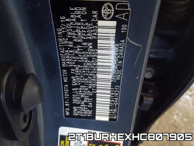 2T1BURHEXHC807905 фото 2