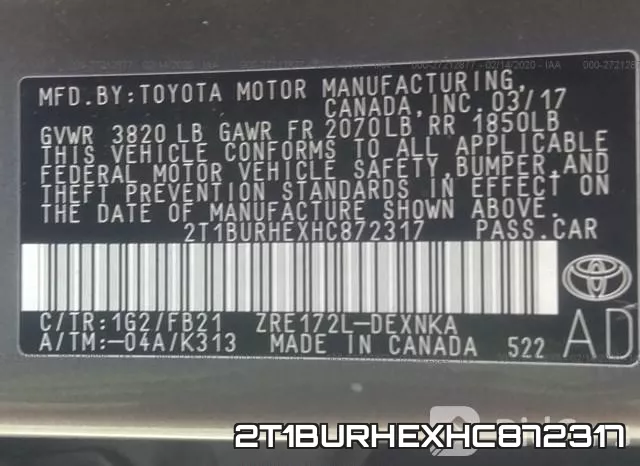 2T1BURHEXHC872317 фото 10