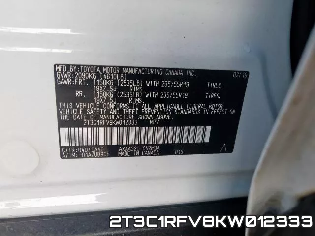 2T3C1RFV8KW012333 фото 2
