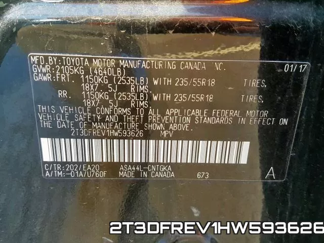 2T3DFREV1HW593626 фото 2