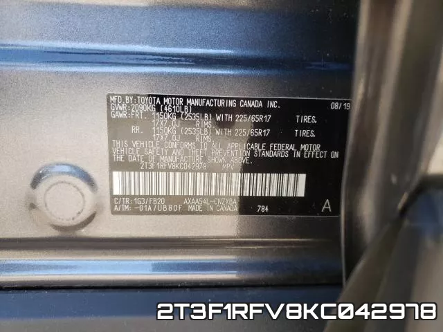 2T3F1RFV8KC042978 фото 2