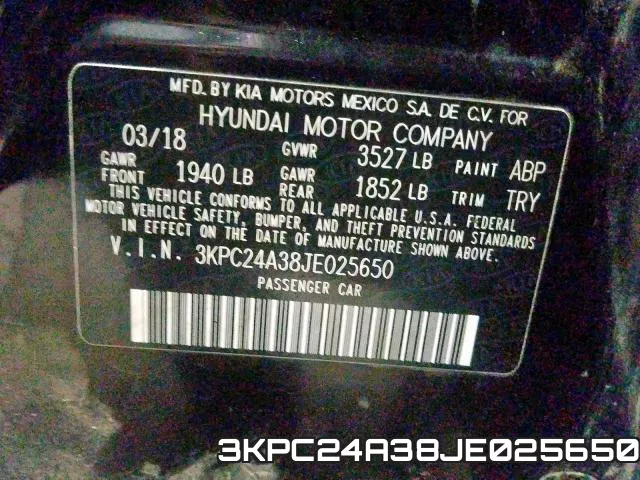 3KPC24A38JE025650 фото 2