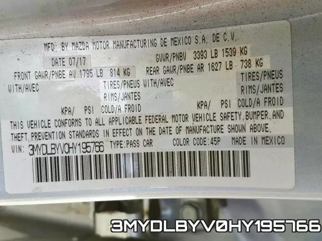 3MYDLBYV0HY195766 фото 2