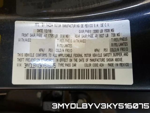 3MYDLBYV3KY516075 фото 2