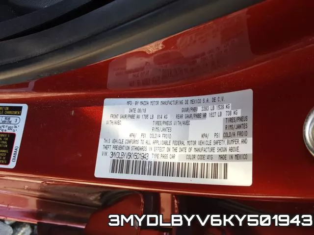 3MYDLBYV6KY501943 фото 2