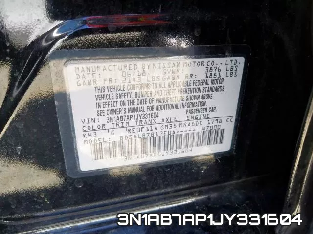 3N1AB7AP1JY331604 фото 2