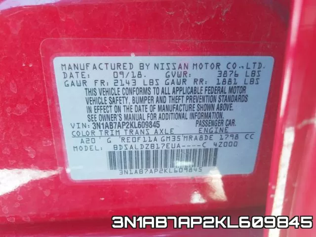 3N1AB7AP2KL609845 фото 2