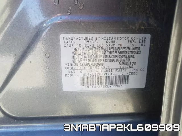 3N1AB7AP2KL609909 фото 2