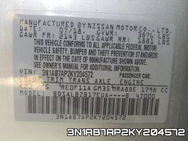 3N1AB7AP2KY204572 фото 2