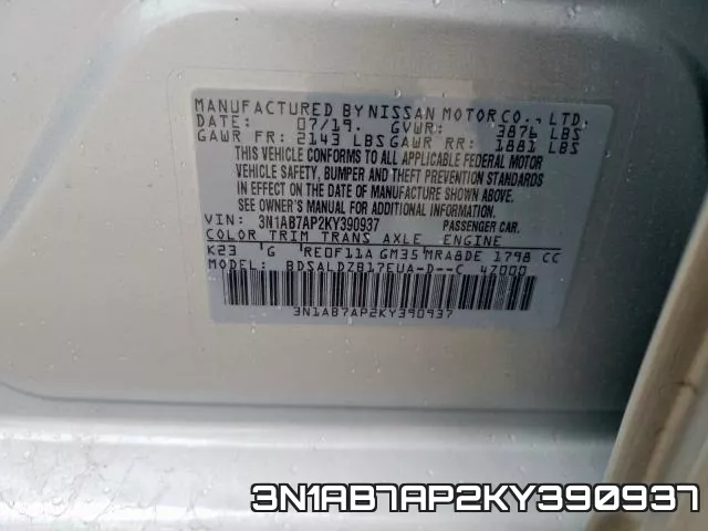 3N1AB7AP2KY390937 фото 2