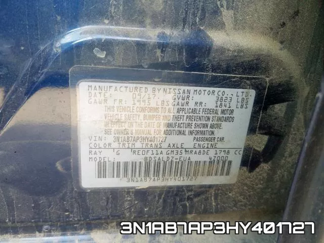3N1AB7AP3HY401727 фото 2