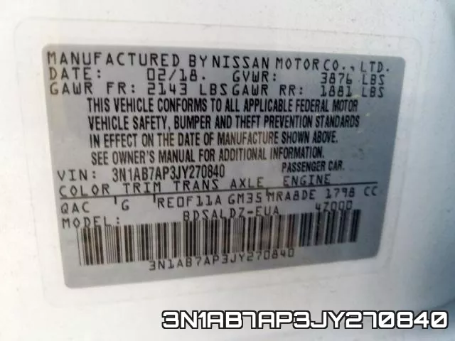 3N1AB7AP3JY270840 фото 2