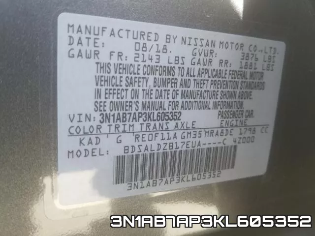 3N1AB7AP3KL605352 фото 2