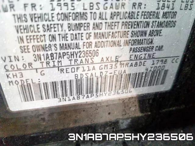 3N1AB7AP5HY236506 фото 2