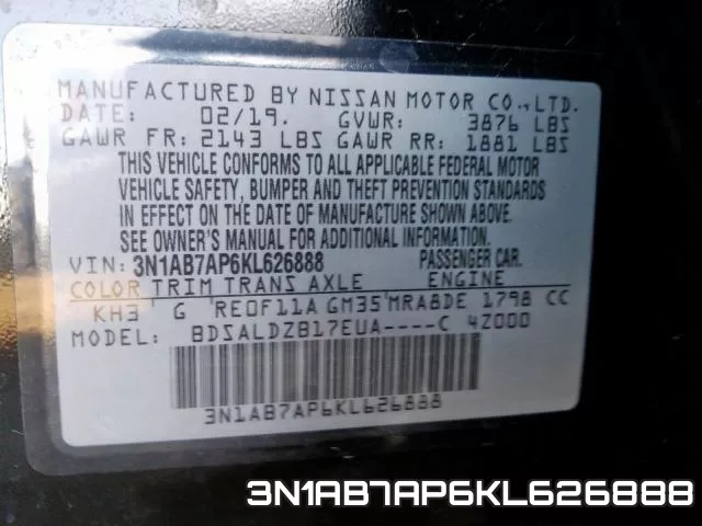 3N1AB7AP6KL626888 фото 2