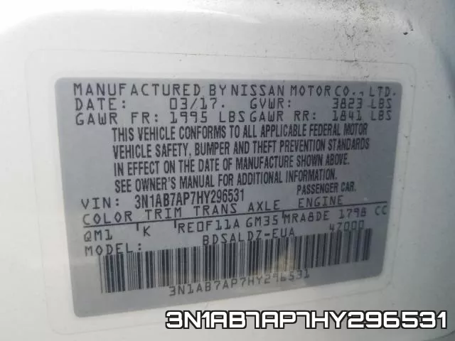 3N1AB7AP7HY296531 фото 2