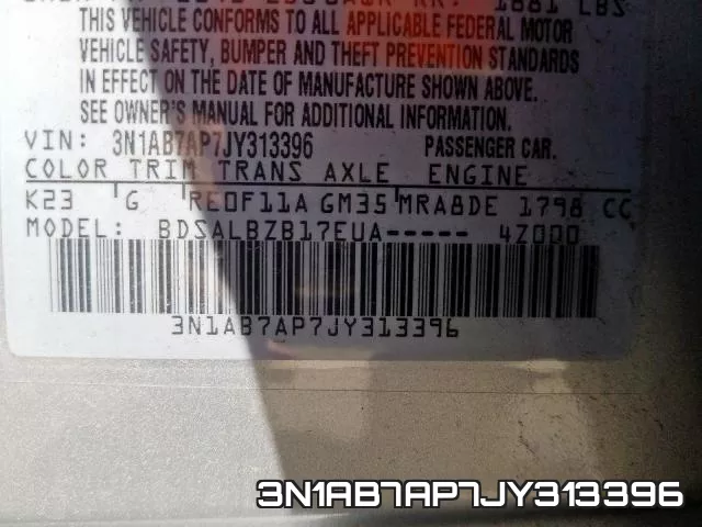 3N1AB7AP7JY313396 фото 2