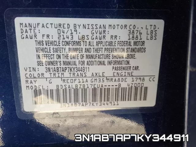 3N1AB7AP7KY344911 фото 2