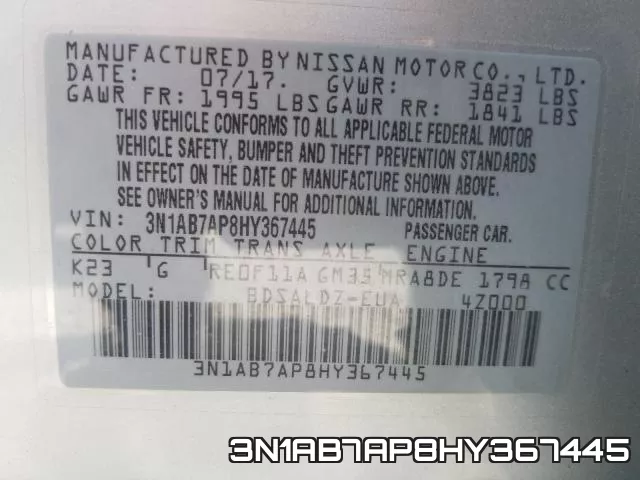 3N1AB7AP8HY367445 фото 2