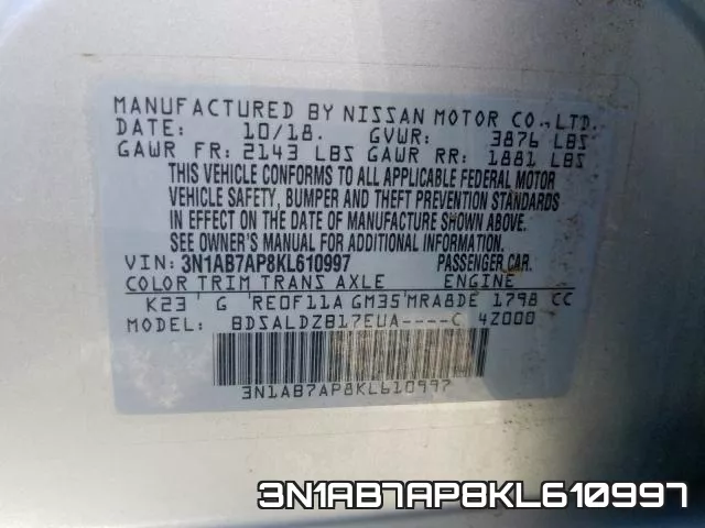 3N1AB7AP8KL610997 фото 2