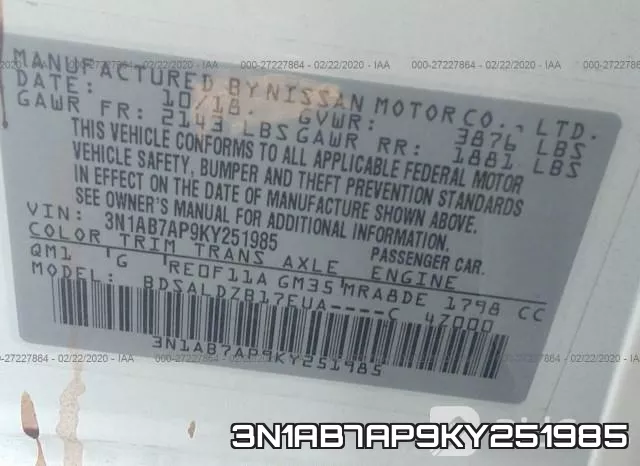 3N1AB7AP9KY251985 фото 10