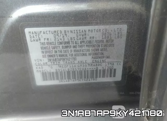 3N1AB7AP9KY421780 фото 10