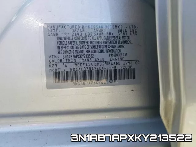 3N1AB7APXKY213522 фото 2