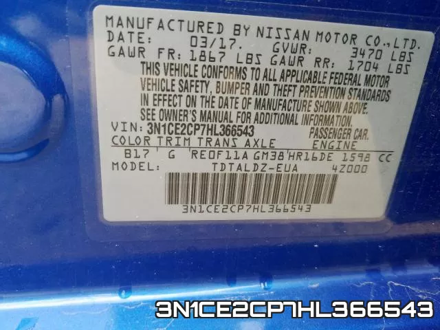 3N1CE2CP7HL366543 фото 2