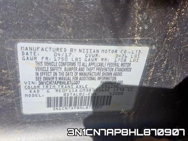 3N1CN7AP8HL870907 фото 2
