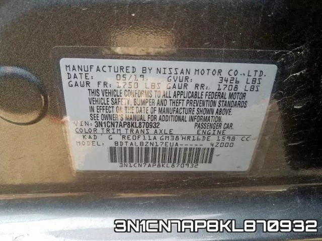 3N1CN7AP8KL870932 фото 2