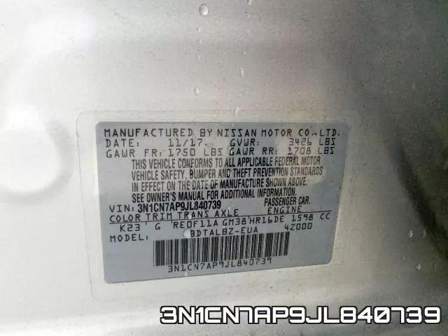 3N1CN7AP9JL840739 фото 2